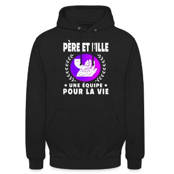 Father and Daughter Vintage Dad Hand - Unisex Hoodie - black - Front - Alina (178cm) & Michal (187cm)