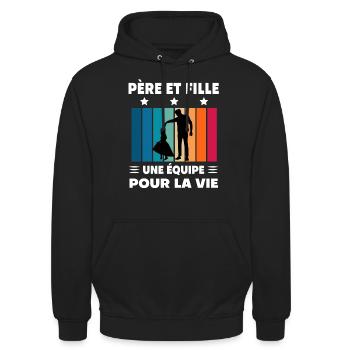 papa père et fille fête des pères - Sweat-shirt à capuche unisexe - noir - Devant - Alina (178cm) & Michal (187cm)