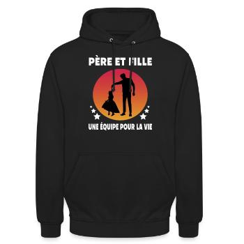 Vater Vater und Tochter Vintage Humor - Unisex Hoodie - Schwarz - Vorne - Alina (178cm) & Michal (187cm)