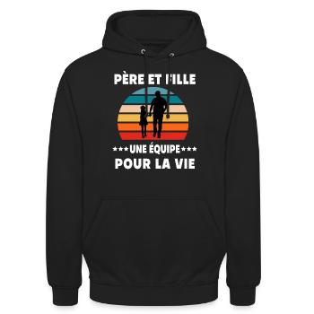 Papa Vater und Tochter Vintage Retro Vater Papa - Unisex Hoodie - Schwarz - Vorne - Alina (178cm) & Michal (187cm)