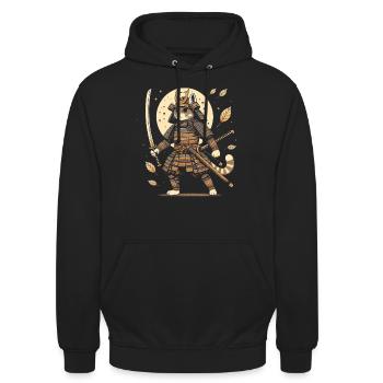 Japanese Samurai Cat Warrior Retro Ninja - Unisex Hoodie - black - Front - Alina (178cm) & Michal (187cm)