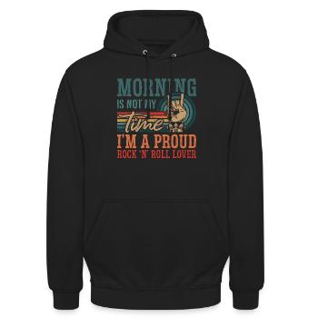 Rock N Roll Morning Is Not My Time Classic Rock - Unisex Hoodie - Schwarz - Vorne - Alina (178cm) & Michal (187cm)