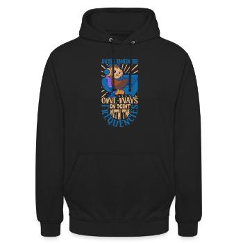 Eule am Mischpult - Tontechniker - Unisex Hoodie - Schwarz - Vorne - Alina (178cm) & Michal (187cm)