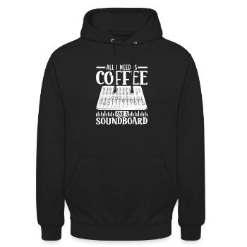 Kaffee und Mischpult - Tontechniker - Unisex Hoodie - Schwarz - Vorne - Alina (178cm) & Michal (187cm)