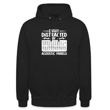 Abgelenkt durch Mischpult - Tontechniker - Unisex Hoodie - Schwarz - Vorne - Alina (178cm) & Michal (187cm)