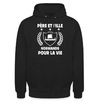 Father and daughter Norman Dad Normandy - Unisex Hoodie - black - Front - Alina (178cm) & Michal (187cm)