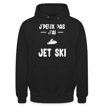 Ich kann nicht ich habe Jetski Geschenk Jetskier - Unisex Hoodie - Schwarz - Vorne - Alina (178cm) & Michal (187cm)