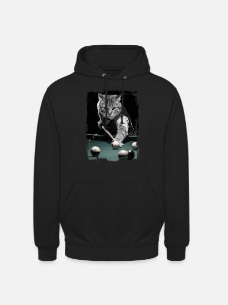 Katze spielt Billard Geschenk - Unisex Hoodie - Schwarz