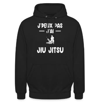 Ich kann nicht, ich habe ein Jiu Jitsu Judoka Geschenk - Unisex Hoodie - Schwarz - Vorne - Alina (178cm) & Michal (187cm)