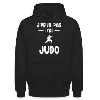 Ich kann nicht Ich habe Judo Geschenk Judoka - Unisex Hoodie - Schwarz - Vorne - Alina (178cm) & Michal (187cm)