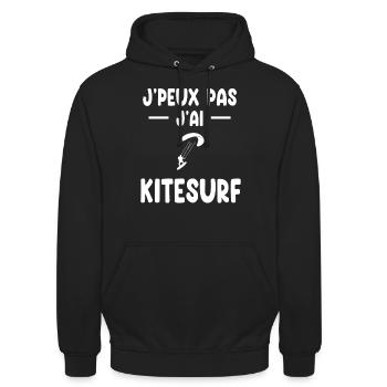 Ich kann nicht ich habe Kitesurfing Kitesurfer Geschenk - Unisex Hoodie - Schwarz - Vorne - Alina (178cm) & Michal (187cm)