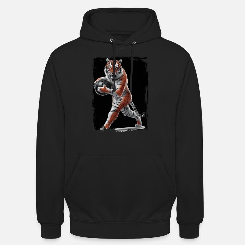 Tiger spielt Bowling Geschenk - Unisex Hoodie - Schwarz