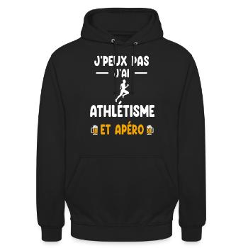 athlète je peux pas j'ai athlétisme courir apéro - Sweat-shirt à capuche unisexe - noir - Devant - Alina (178cm) & Michal (187cm)