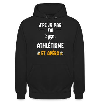 athlète je peux pas j'ai saut en hauteur apéro - Sweat-shirt à capuche unisexe - noir - Devant - Alina (178cm) & Michal (187cm)