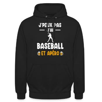 baseballeur je peux pas j'ai baseball apéro - Sweat-shirt à capuche unisexe - noir - Devant - Alina (178cm) & Michal (187cm)