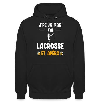Hockeyspieler Ich kann keinen Lacrosse-Aperitif haben - Unisex Hoodie - Schwarz - Vorne - Alina (178cm) & Michal (187cm)