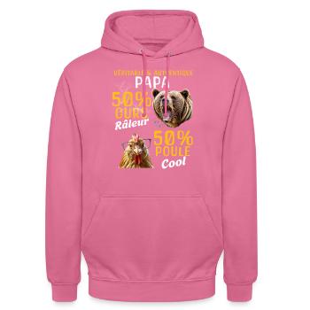 Tolles Geschenk Nörgler und coole Papa Henne - Unisex Hoodie - Pink - Vorne - Alina (178cm) & Michal (187cm)