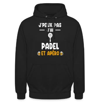 padelist I can't I have padel aperitif - Unisex Hoodie - black - Front - Alina (178cm) & Michal (187cm)