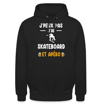 skateboardeur je peux pas j'ai skateboard apéro - Sweat-shirt à capuche unisexe - noir - Devant - Alina (178cm) & Michal (187cm)
