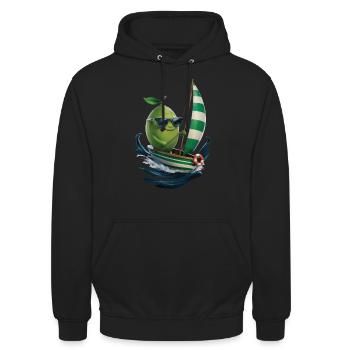 Frucht Limette Bootfahren Geschenk - Unisex Hoodie - Schwarz - Vorne - Alina (178cm) & Michal (187cm)