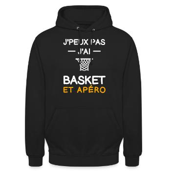 I can't I have basketball aperitif basketball player - Unisex Hoodie - black - Front - Alina (178cm) & Michal (187cm)
