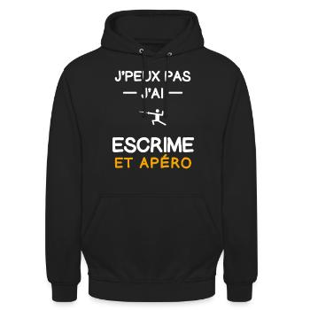 Ich kann nicht Ich habe Fechten Aperitif Fechter - Unisex Hoodie - Schwarz - Vorne - Alina (178cm) & Michal (187cm)