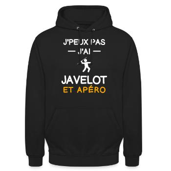 I can't I have Speerwurf Aperitif Athlet - Unisex Hoodie - Schwarz - Vorne - Alina (178cm) & Michal (187cm)