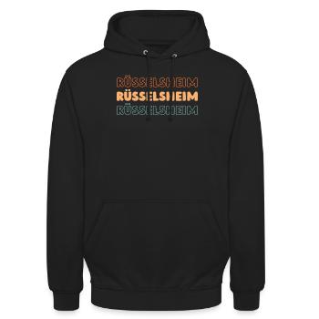 Deutsche Stadt Rüsselsheim Am Main Hessen - Unisex Hoodie - Schwarz - Vorne - Alina (178cm) & Michal (187cm)