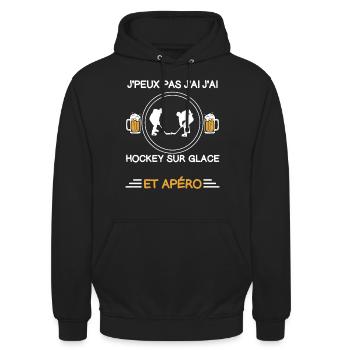 Ich kann nicht haben Ich habe Eishockey Aperitif Hockeyspieler - Unisex Hoodie - Schwarz - Vorne - Alina (178cm) & Michal (187cm)