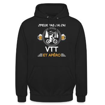 je peux pas j'ai VTT apéro cycliste - Sweat-shirt à capuche unisexe - noir - Devant - Alina (178cm) & Michal (187cm)