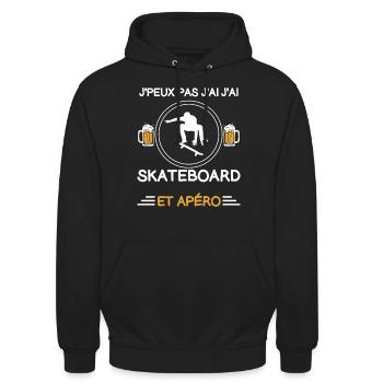je peux pas j'ai skateboard apéro skateboardeur - Sweat-shirt à capuche unisexe - noir - Devant - Alina (178cm) & Michal (187cm)