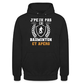 je peux pas j'ai badminton et apéro humour - Sweat-shirt à capuche unisexe - noir - Devant - Alina (178cm) & Michal (187cm)