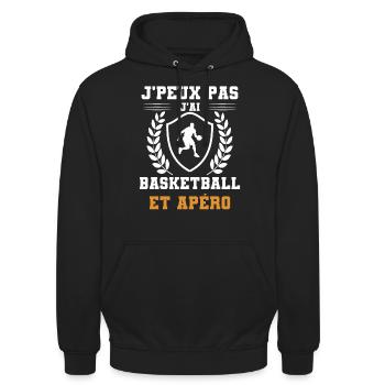 I can't I have basketball and aperitif humor - Unisex Hoodie - black - Front - Alina (178cm) & Michal (187cm)
