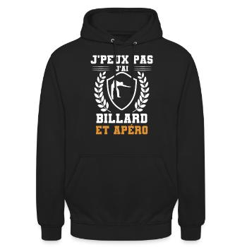 je peux pas j'ai billard et apéro humour - Sweat-shirt à capuche unisexe - noir - Devant - Alina (178cm) & Michal (187cm)