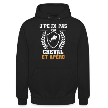 I can't I have Horse Man und Aperitif Humor - Unisex Hoodie - Schwarz - Vorne - Alina (178cm) & Michal (187cm)