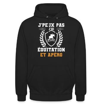 I can't I have reiten und humorvollen Aperitif - Unisex Hoodie - Schwarz - Vorne - Alina (178cm) & Michal (187cm)