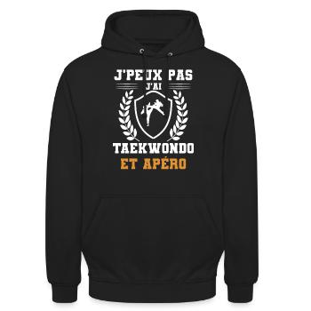 je peux pas j'ai taekwondo et apéro humour - Sweat-shirt à capuche unisexe - noir - Devant - Alina (178cm) & Michal (187cm)