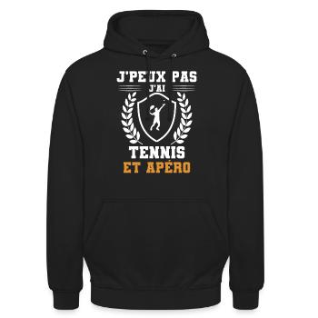 je peux pas j'ai tennis homme et apéro humour - Sweat-shirt à capuche unisexe - noir - Devant - Alina (178cm) & Michal (187cm)
