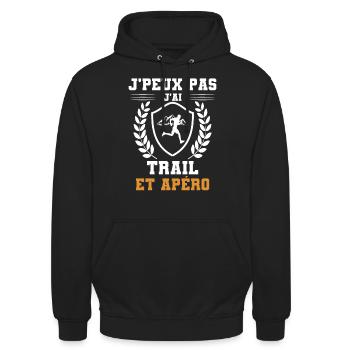 je peux pas j'ai trail et apéro humour - Sweat-shirt à capuche unisexe - noir - Devant - Alina (178cm) & Michal (187cm)