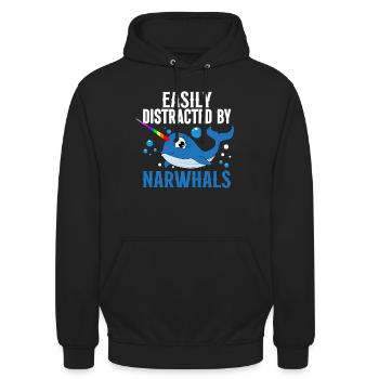 Narwhal Sea Süßer Narwhaler Liebhaber - Unisex Hoodie - Schwarz - Vorne - Alina (178cm) & Michal (187cm)