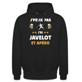 I can't I have Javelin Aperitif Geschenk - Unisex Hoodie - Schwarz - Vorne - Alina (178cm) & Michal (187cm)
