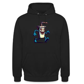 Unheimlicher Monster Trinkbecher Getränke - Unisex Hoodie - Schwarz - Vorne - Alina (178cm) & Michal (187cm)