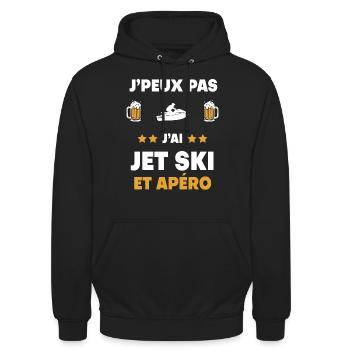 Ich kann kein Jetski-Aperitif-Geschenk haben - Unisex Hoodie - Schwarz - Vorne - Alina (178cm) & Michal (187cm)