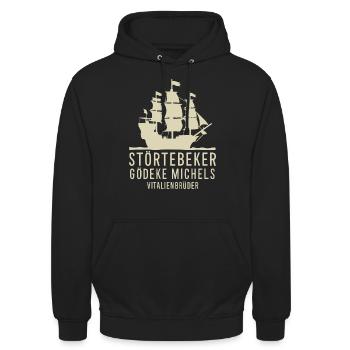 Störtebeker Gödeke Michels Vitalienbrüder - Unisex Hoodie - Schwarz - Vorne - Alina (178cm) & Michal (187cm)