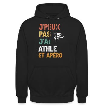 I can't I have hurdle race and vintage aperitif - Unisex Hoodie - black - Front - Alina (178cm) & Michal (187cm)