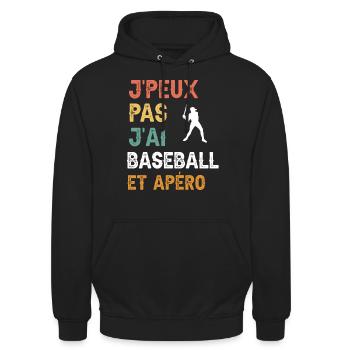 I can't I have baseball and vintage aperitif - Unisex Hoodie - black - Front - Alina (178cm) & Michal (187cm)