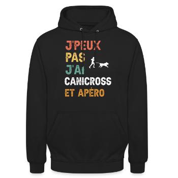 I can't I have canicross and vintage aperitif - Unisex Hoodie - black - Front - Alina (178cm) & Michal (187cm)