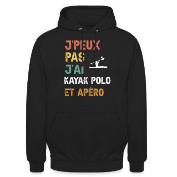 Ich kann nicht, ich kann Kajak-Polo und Vintage-Aperitif haben - Unisex Hoodie - Schwarz - Vorne - Alina (178cm) & Michal (187cm)