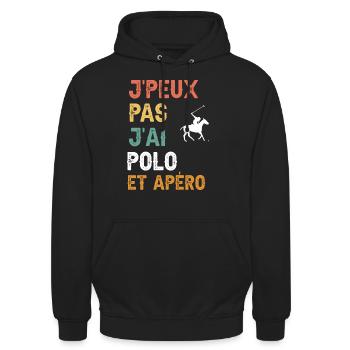Ich kann kein Poloshirt und einen Vintage-Aperitif haben - Unisex Hoodie - Schwarz - Vorne - Alina (178cm) & Michal (187cm)