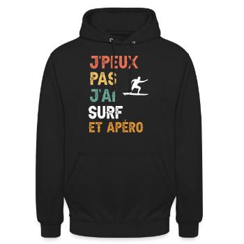 I can't I surf man and vintage aperitif - Unisex Hoodie - black - Front - Alina (178cm) & Michal (187cm)